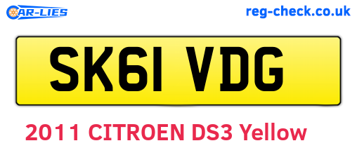 SK61VDG are the vehicle registration plates.