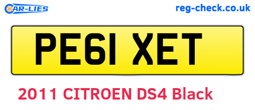 PE61XET are the vehicle registration plates.