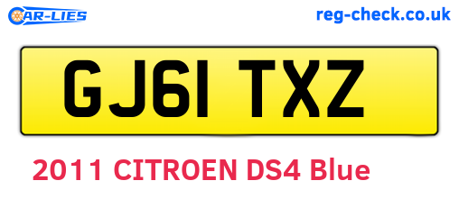 GJ61TXZ are the vehicle registration plates.