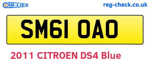 SM61OAO are the vehicle registration plates.