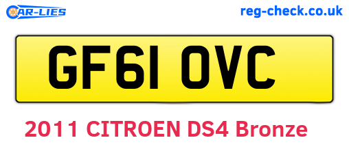 GF61OVC are the vehicle registration plates.