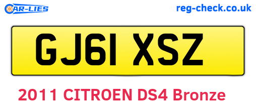 GJ61XSZ are the vehicle registration plates.