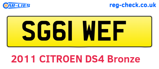 SG61WEF are the vehicle registration plates.