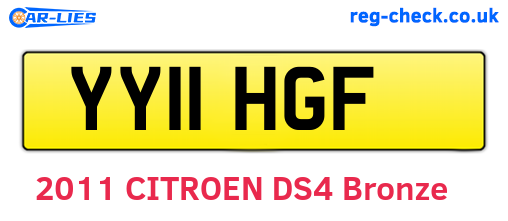 YY11HGF are the vehicle registration plates.