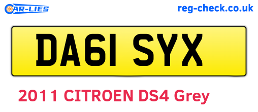 DA61SYX are the vehicle registration plates.