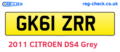 GK61ZRR are the vehicle registration plates.