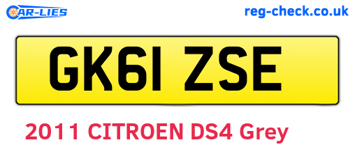 GK61ZSE are the vehicle registration plates.