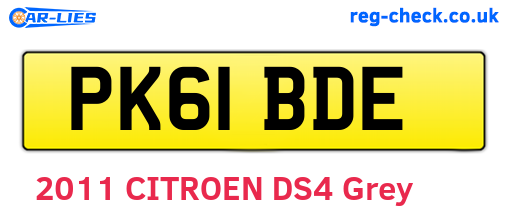PK61BDE are the vehicle registration plates.
