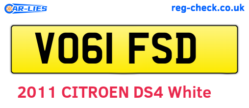 VO61FSD are the vehicle registration plates.