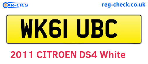 WK61UBC are the vehicle registration plates.