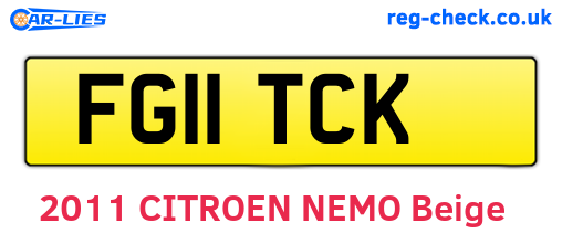 FG11TCK are the vehicle registration plates.