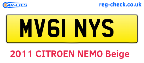 MV61NYS are the vehicle registration plates.
