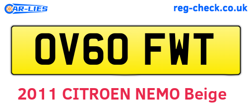 OV60FWT are the vehicle registration plates.