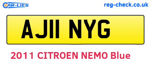 AJ11NYG are the vehicle registration plates.