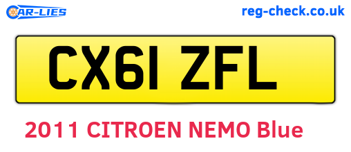CX61ZFL are the vehicle registration plates.