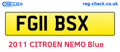 FG11BSX are the vehicle registration plates.