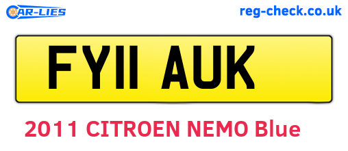 FY11AUK are the vehicle registration plates.