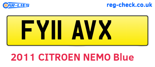 FY11AVX are the vehicle registration plates.