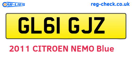 GL61GJZ are the vehicle registration plates.