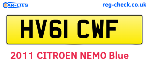 HV61CWF are the vehicle registration plates.