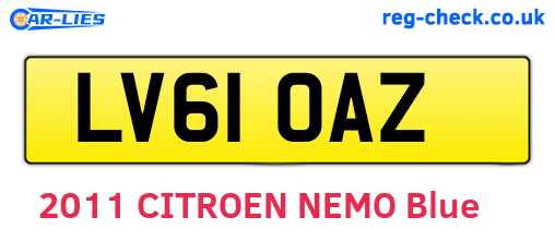 LV61OAZ are the vehicle registration plates.