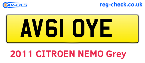 AV61OYE are the vehicle registration plates.