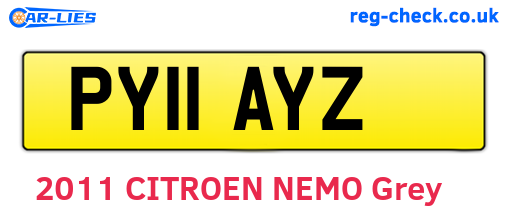 PY11AYZ are the vehicle registration plates.