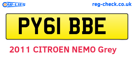 PY61BBE are the vehicle registration plates.