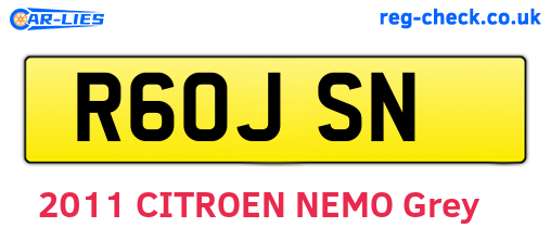 R60JSN are the vehicle registration plates.