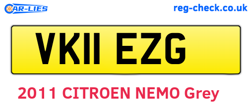 VK11EZG are the vehicle registration plates.