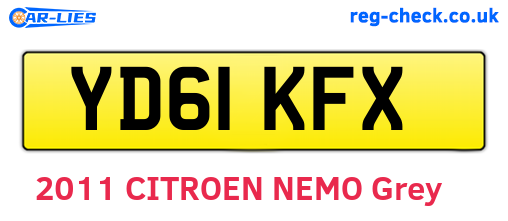 YD61KFX are the vehicle registration plates.