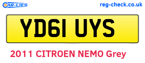 YD61UYS are the vehicle registration plates.