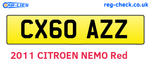 CX60AZZ are the vehicle registration plates.