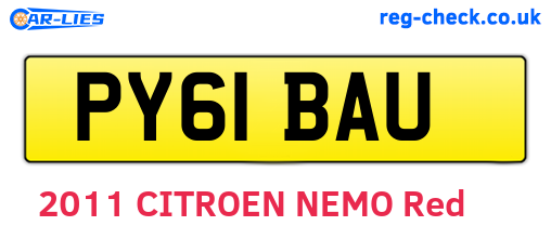 PY61BAU are the vehicle registration plates.