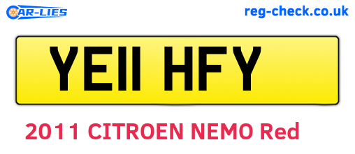 YE11HFY are the vehicle registration plates.