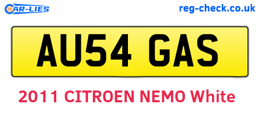 AU54GAS are the vehicle registration plates.