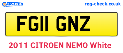 FG11GNZ are the vehicle registration plates.