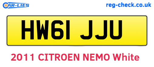 HW61JJU are the vehicle registration plates.