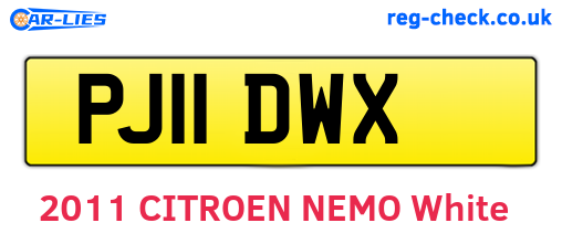 PJ11DWX are the vehicle registration plates.