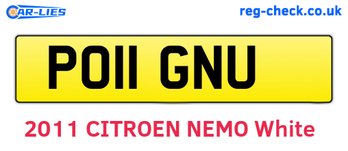 PO11GNU are the vehicle registration plates.