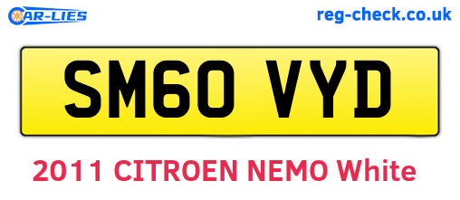SM60VYD are the vehicle registration plates.
