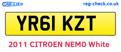 YR61KZT are the vehicle registration plates.