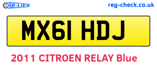 MX61HDJ are the vehicle registration plates.
