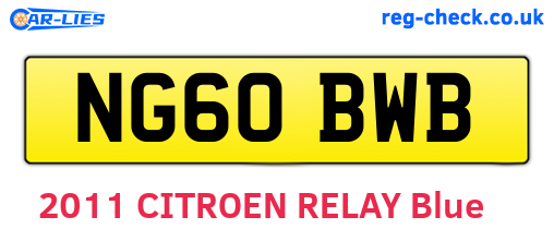 NG60BWB are the vehicle registration plates.