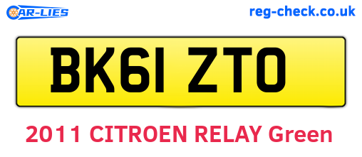 BK61ZTO are the vehicle registration plates.