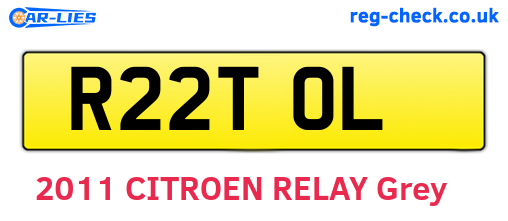 R22TOL are the vehicle registration plates.