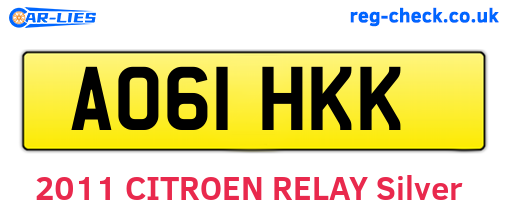 AO61HKK are the vehicle registration plates.