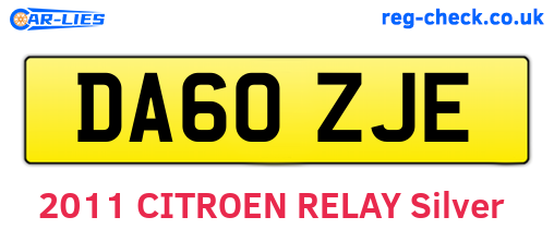 DA60ZJE are the vehicle registration plates.