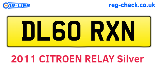DL60RXN are the vehicle registration plates.