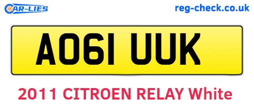 AO61UUK are the vehicle registration plates.